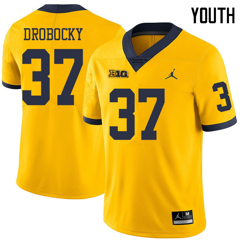 Jordan Brand Youth #37 Dane Drobocky Michigan Wolverines College Football Jerseys Sale-Yellow